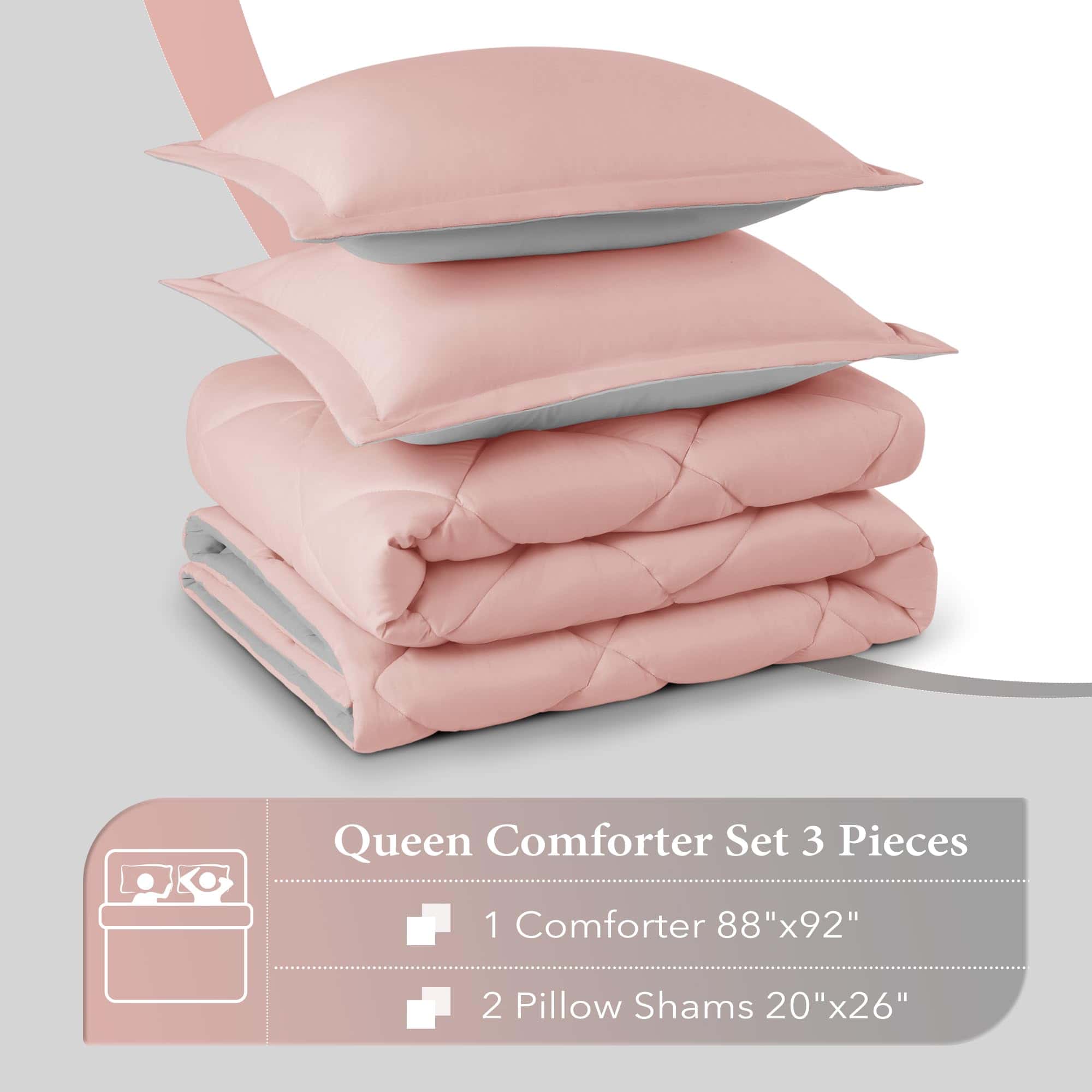 Set de Edredón Queen downluxe - Edredón Rosa y Gris para - Imagen 7