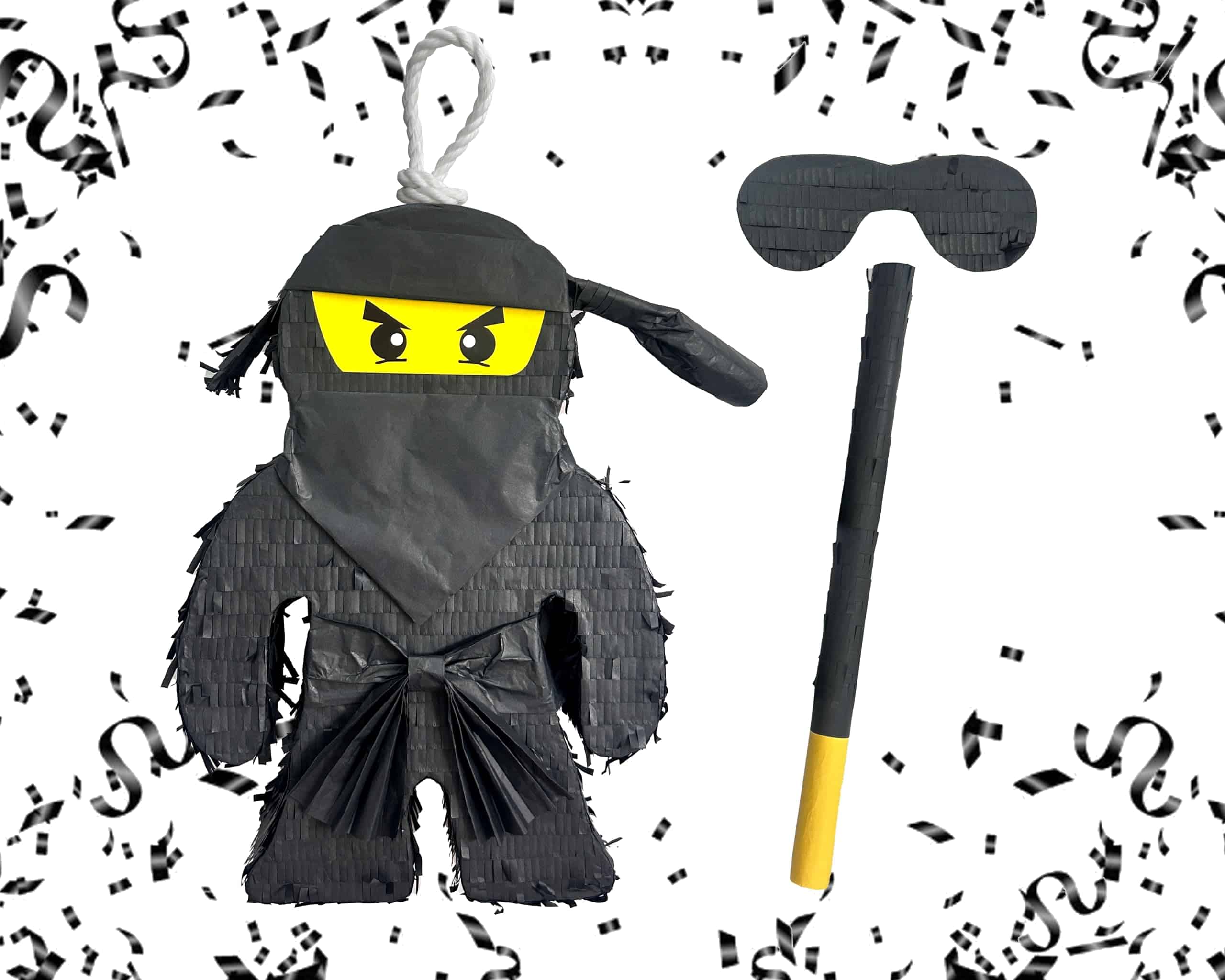 Piñata de Ninja Negro APINATA4U con Palo y Antifaz - Imagen 3