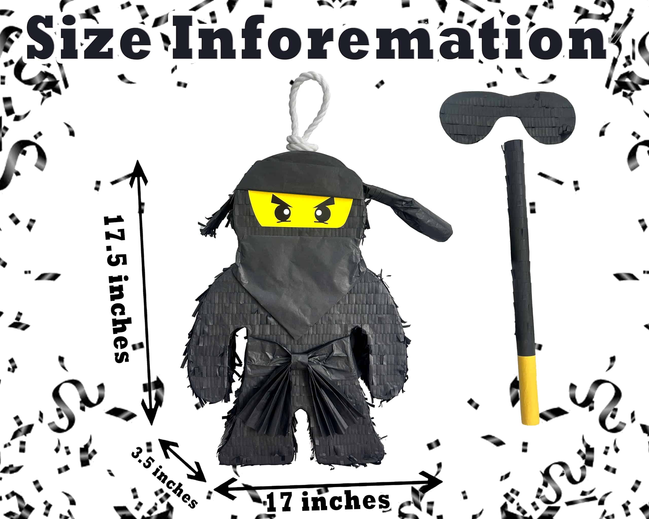 Piñata de Ninja Negro APINATA4U con Palo y Antifaz - Imagen 5