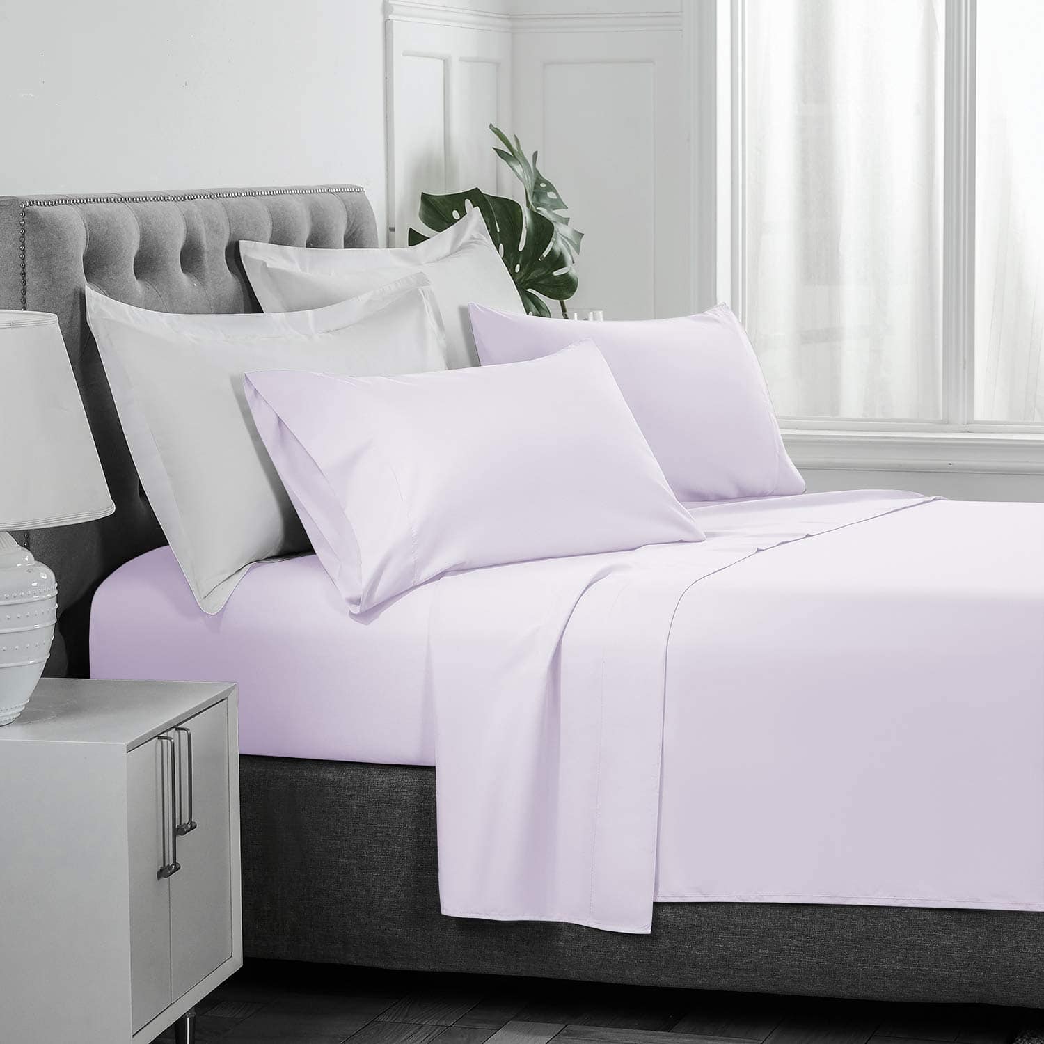 Juego de sábanas de microfibra cepillada -Lavanda - Imagen 7