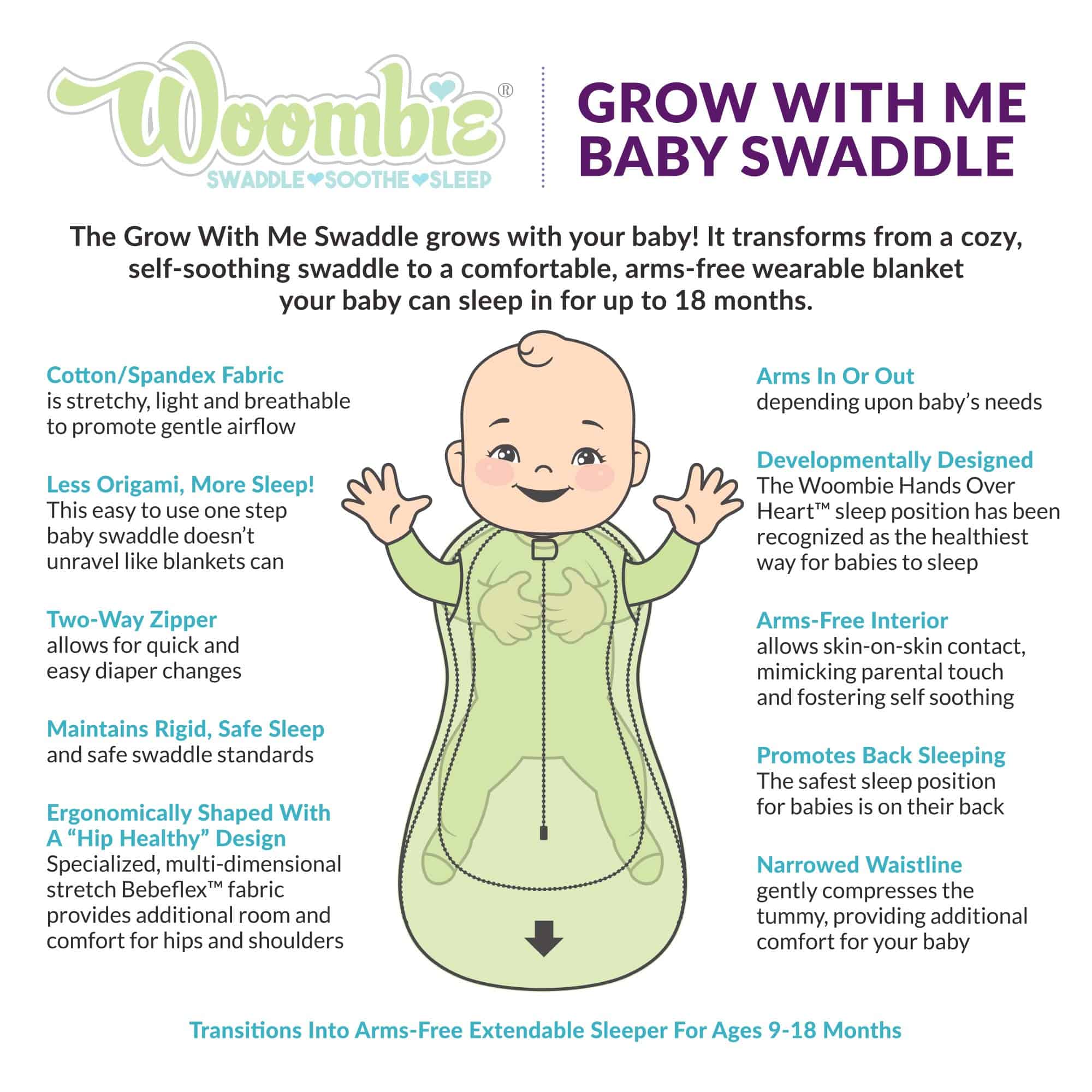 Woombie Grow with Me Baby Swaddle, Swaddle Convertible para - Imagen 3