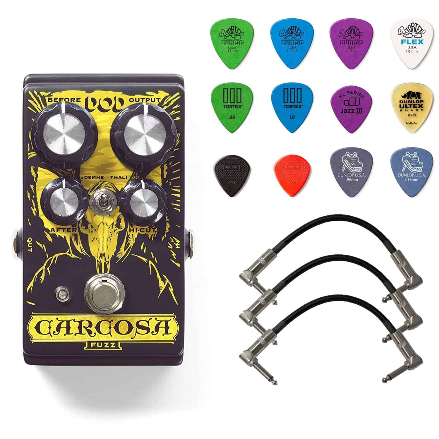 Pedal Digitech DOD Carcosa Fuzz Bundle con 3 Cables de