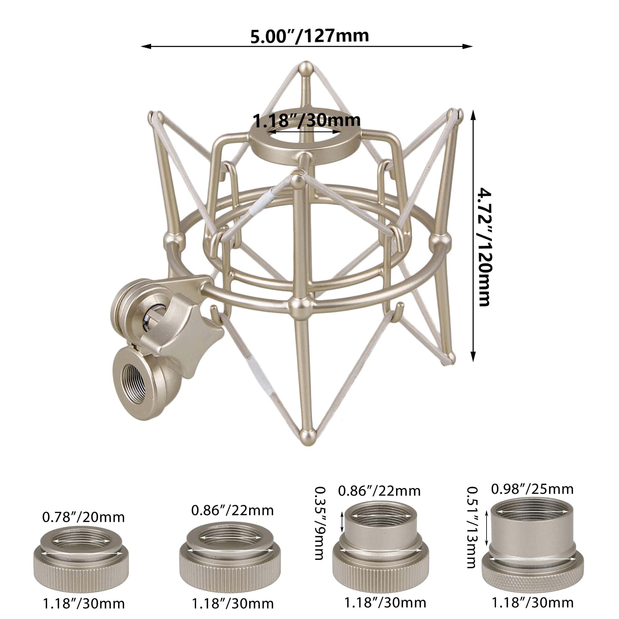 Soporte de Choque de Micrófono Cilíndrico de Metal de - Imagen 7