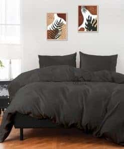 ARlinen Juego de Funda de Edredón California King Gris