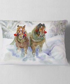 Fundas de cojín Designart CU6076-12-20 'Caballos Corriendo