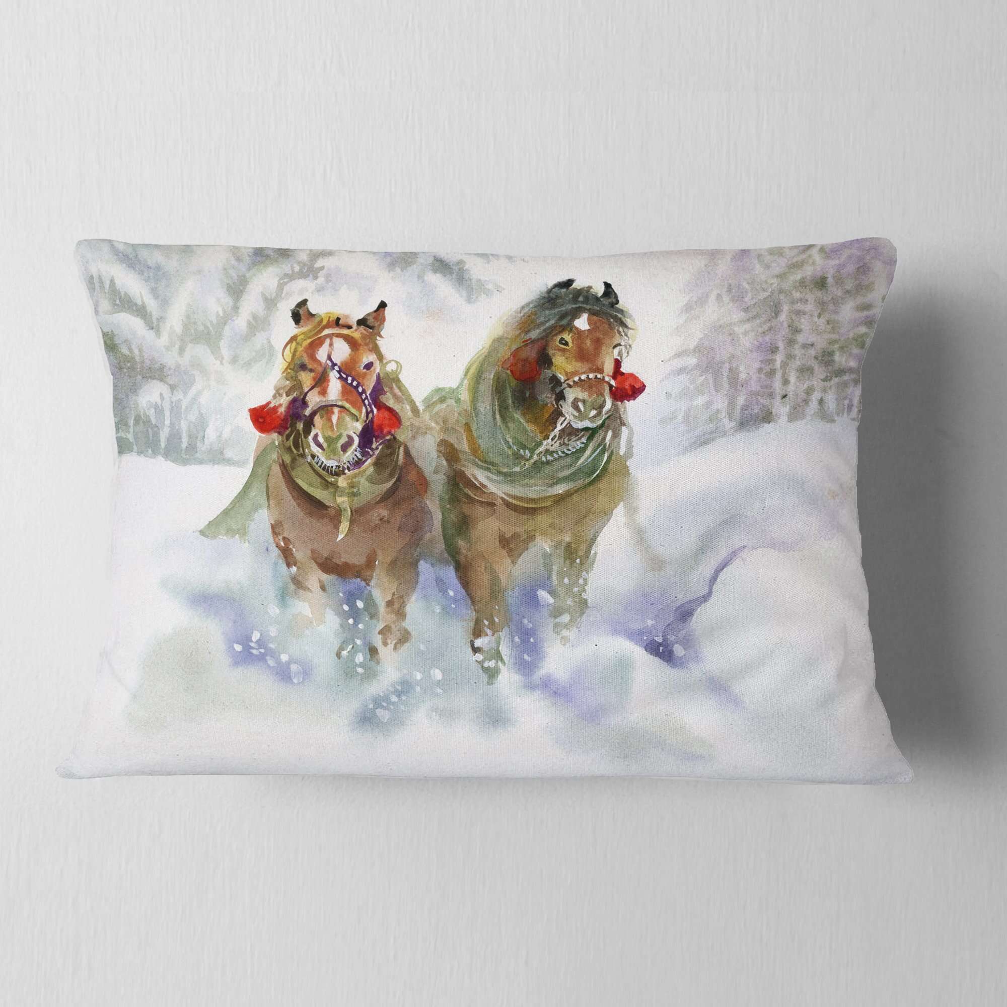 Fundas de cojín Designart CU6076-12-20 'Caballos Corriendo