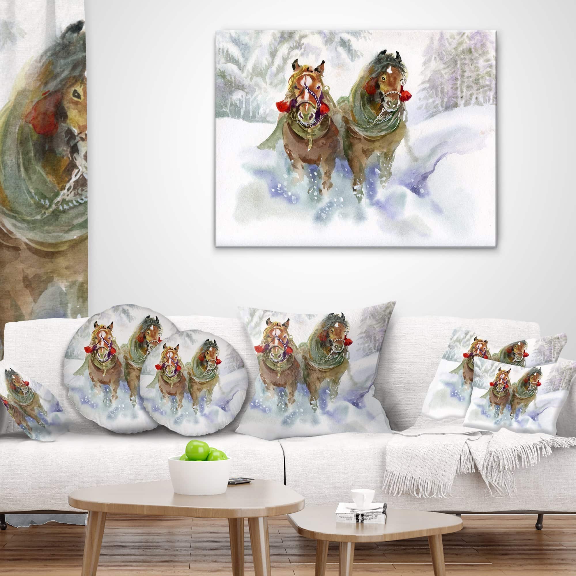 Fundas de cojín Designart CU6076-12-20 'Caballos Corriendo - Imagen 4