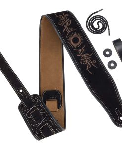 Correa de guitarra bordada de gamuza para guitarra