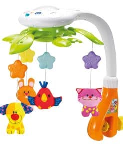 Móvil para cuna de bebé KiddoLab con música relajante.