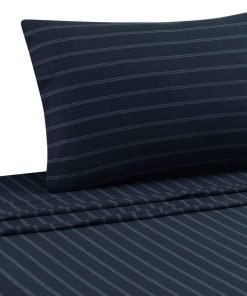 Juego de sábanas de punto jersey DELANNA suave y -Rayas Azul