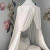 OldPAPA Kids Bed Canopy con Pom Pom Colgante Mosquitera