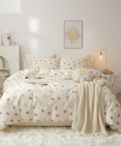 VClife Juego de Funda de Edredón Estampado de Fresa Linda