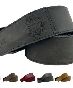 Correa de guitarra de cuero de grano -Acero Envejecido