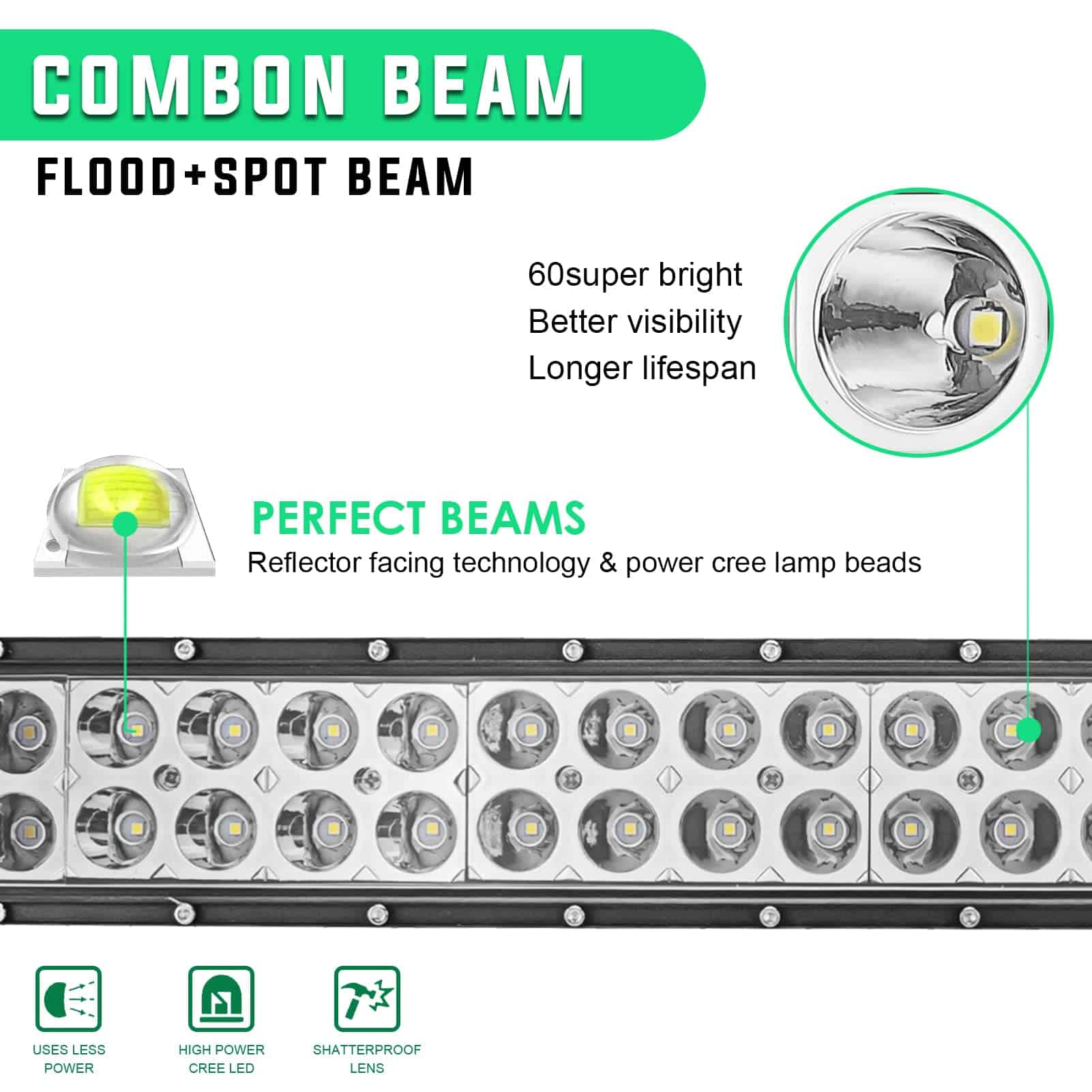 Barra de luz LED curva de 52" 300W con kit de cableado y - Imagen 6