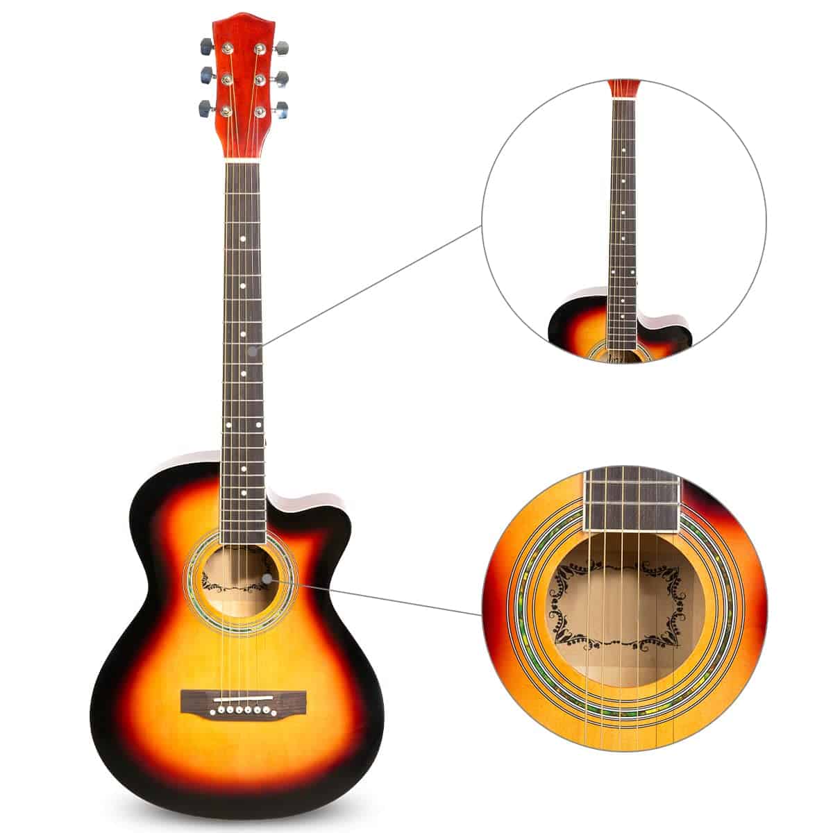 ARTALL Guitarra Acústica de 39 Pulgadas Hecha a Mano de - Imagen 5