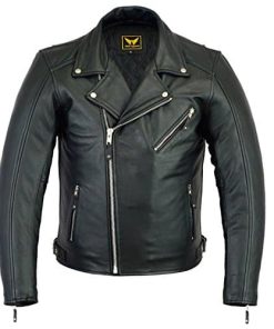 Chaqueta de Cuero Genuino para Motocicleta de Hombre A&H