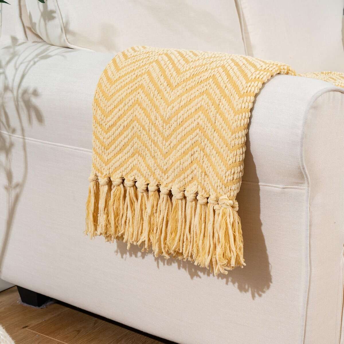 Manta de Lana Dorada BATTILO HOME para Sofá, Manta Amarilla - Imagen 3