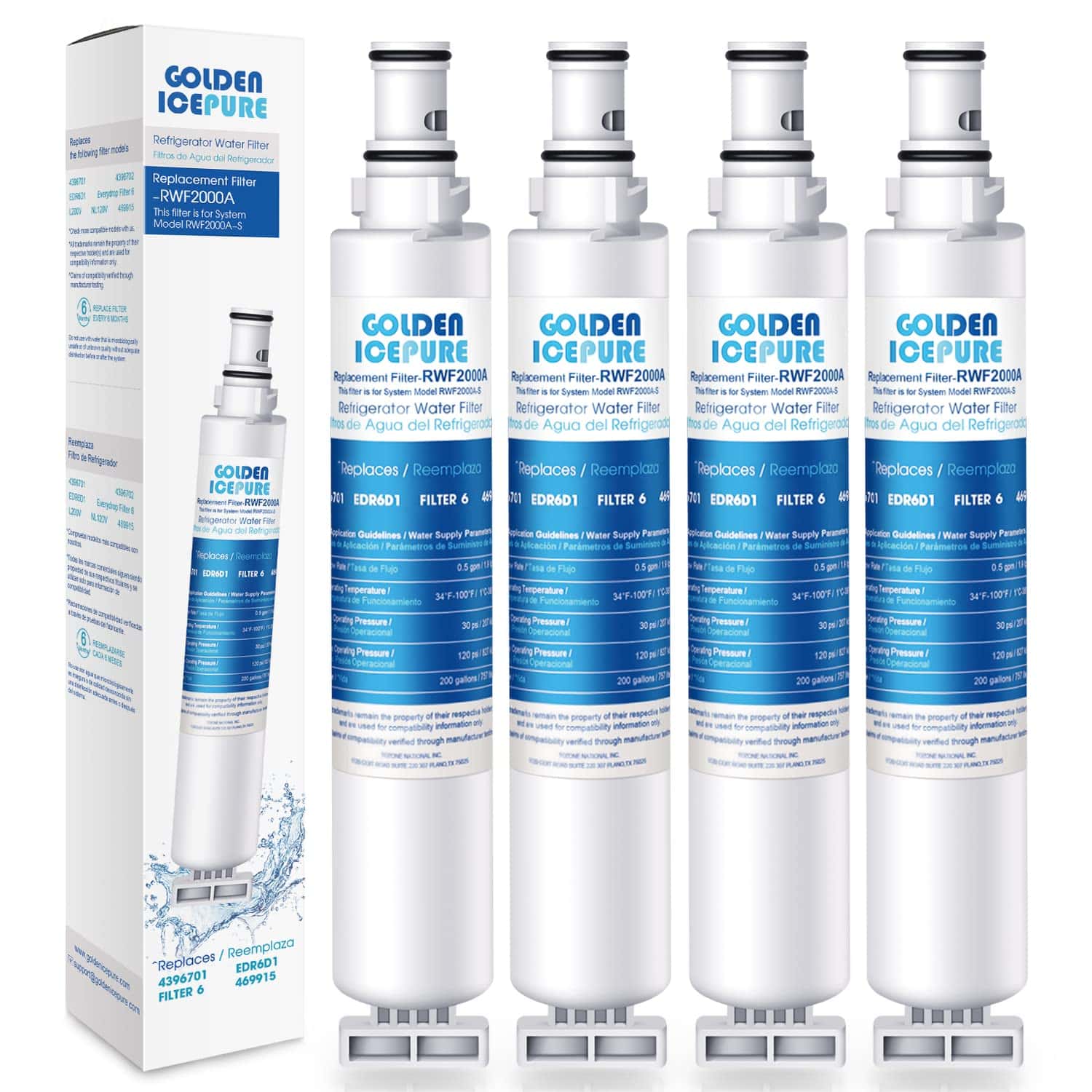 Filtro de agua para refrigerador GOLDEN -uete de 4