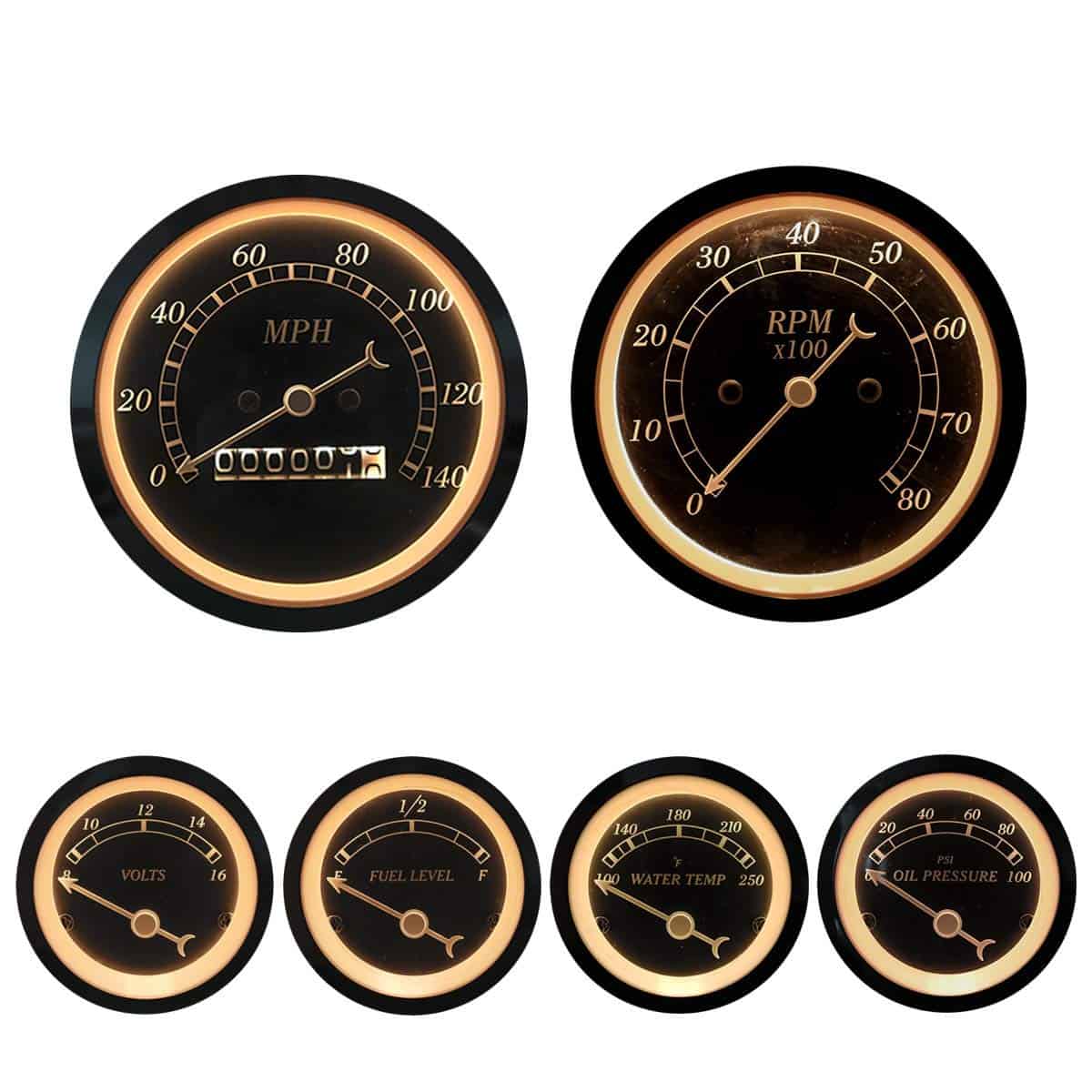 Conjunto de 6 Medidores Clásicos MOTOR METER RACING con - Imagen 3