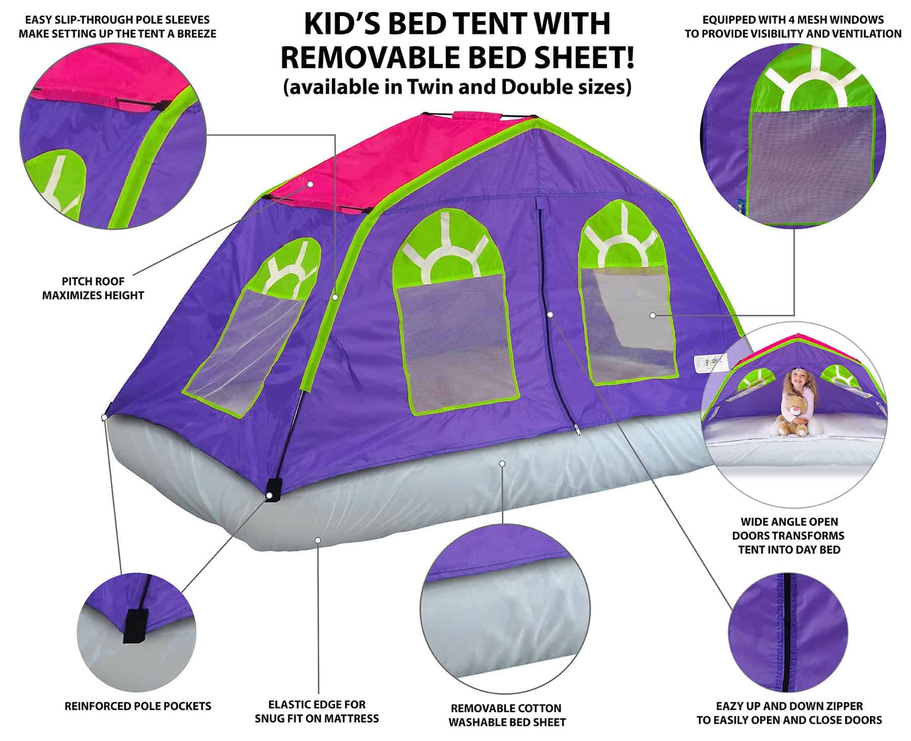 Carpa para Cama GigaTent Dream House Morada (Twin) - Imagen 6
