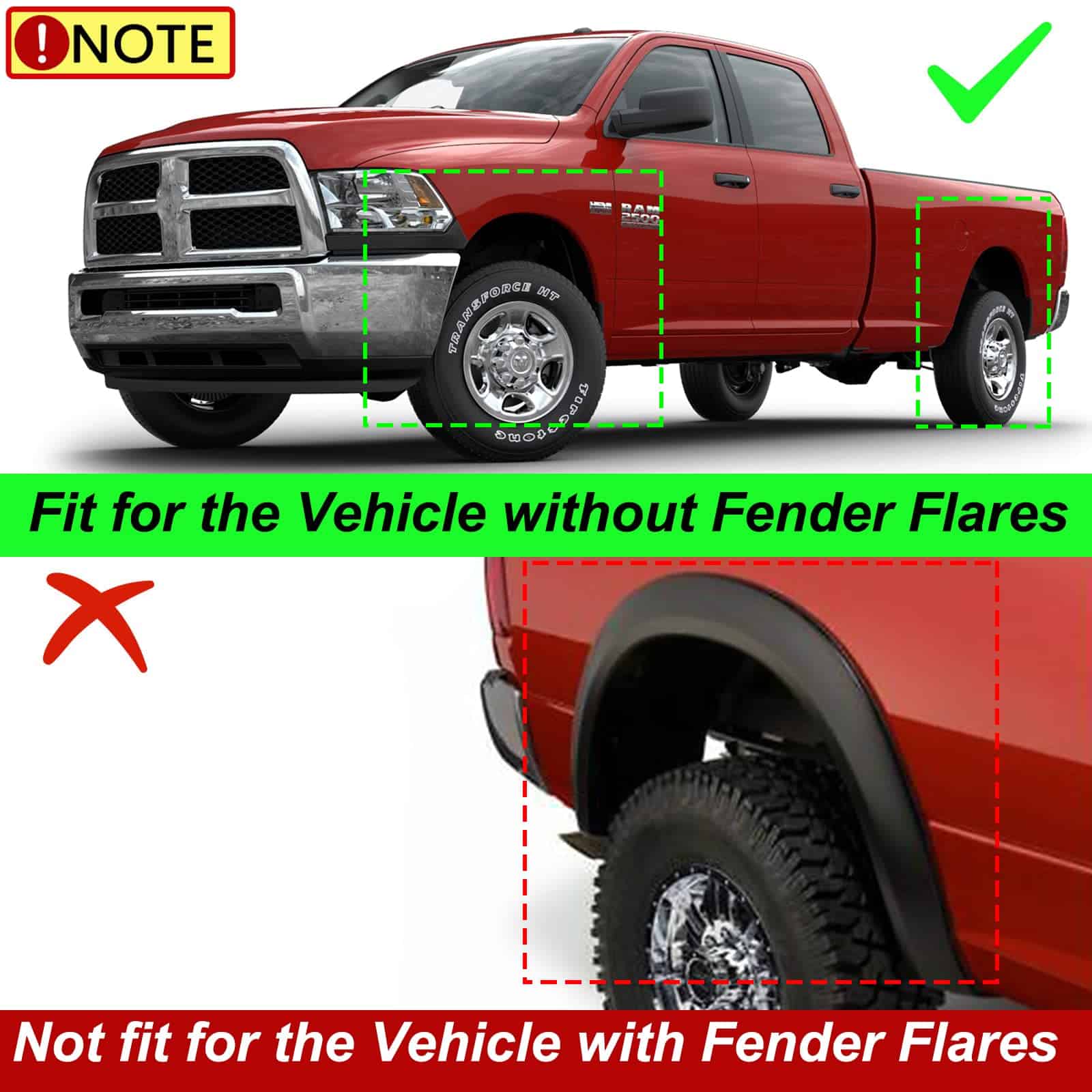 YHTAUTO Mud Flaps Splash Guards Reemplazo para Ram 1500 - Imagen 3