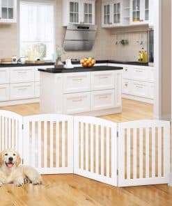 PAWLAND Puerta de mascotas de madera independiente plegable