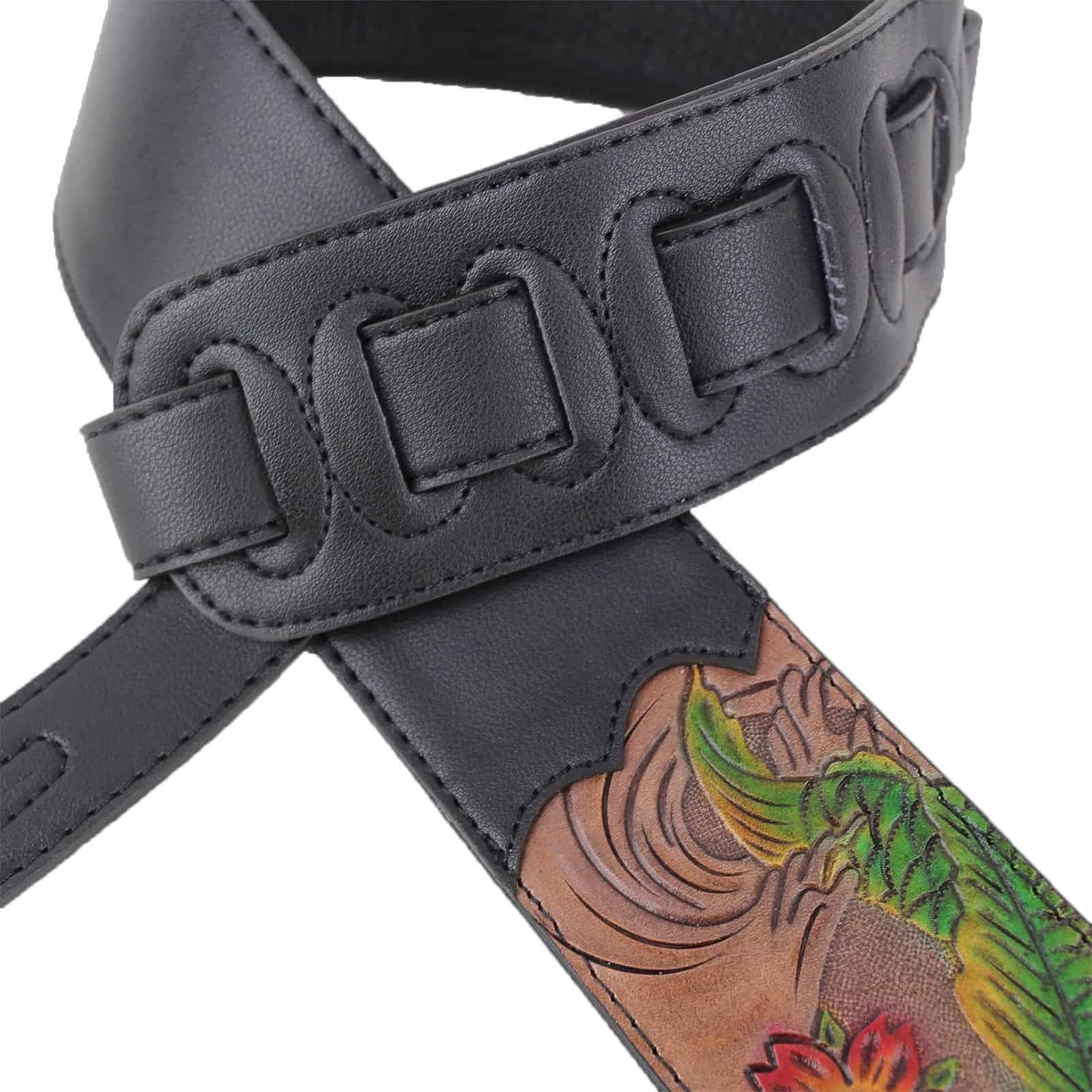 Correa de Guitarra Acolchada de Cuero Negro -s y Bajos - Imagen 5