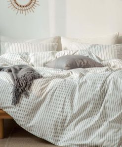 Juego de Funda de Edredón MooMee Bedding a Rayas 100%