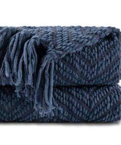 BATTILO HOME Manta de sofá Azul Marino, Super Suave y