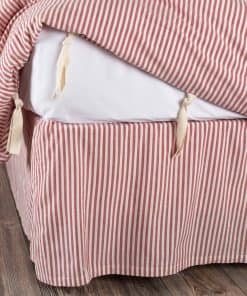 Falda de Cama Rey con Ticking Stripe Rojo 78" x80", con 16"