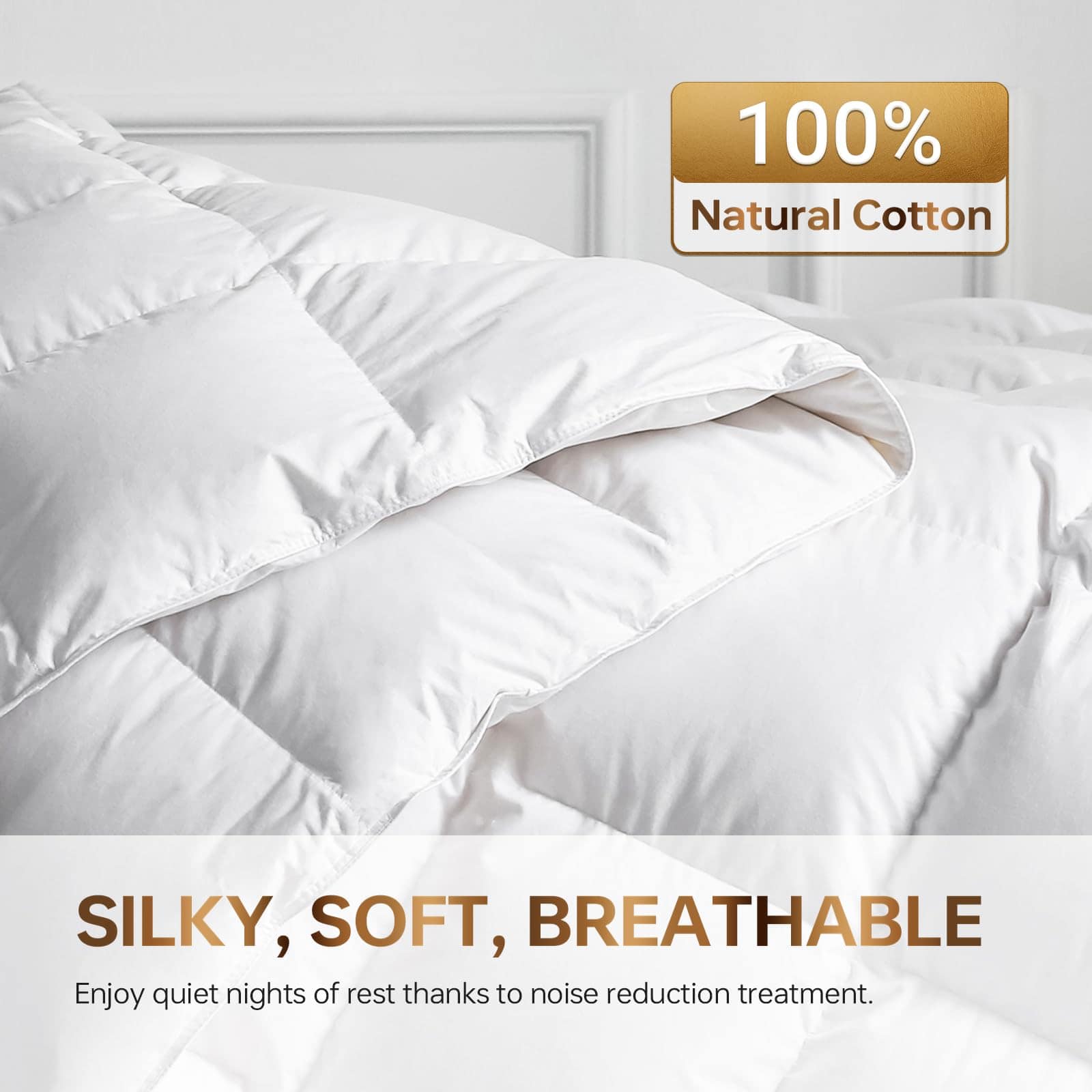 Edredón de Pluma de Ganso Blanco C&W Tamaño Queen, 90x90 - Imagen 5