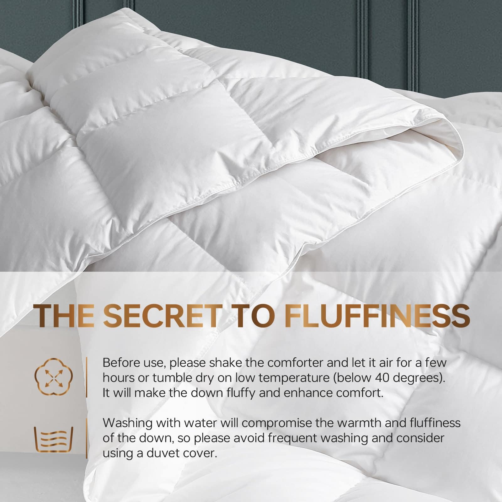 Edredón de Pluma de Ganso Blanco C&W Tamaño Queen, 90x90 - Imagen 8