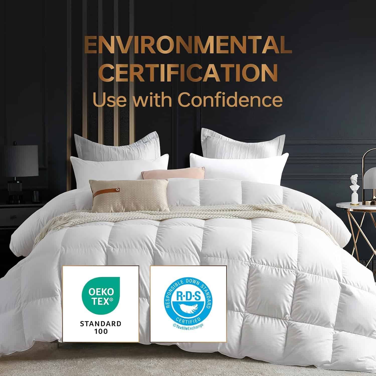 Edredón de Pluma de Ganso Blanco C&W Tamaño Queen, 90x90 - Imagen 3