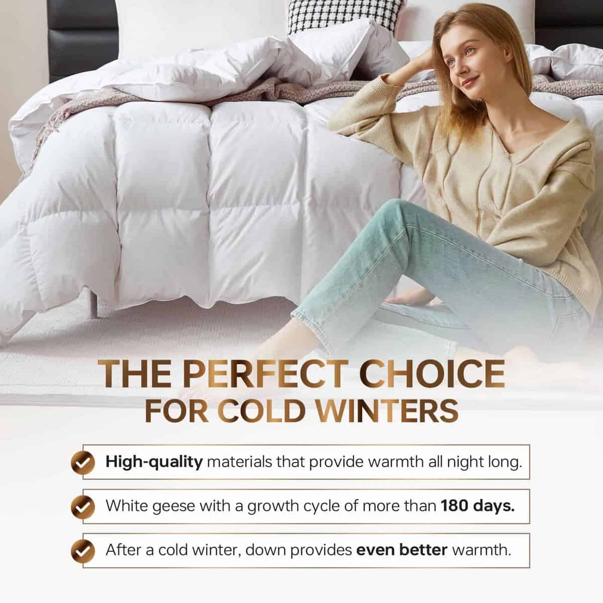 Edredón de Pluma de Ganso Blanco C&W Tamaño Queen, 90x90 - Imagen 4