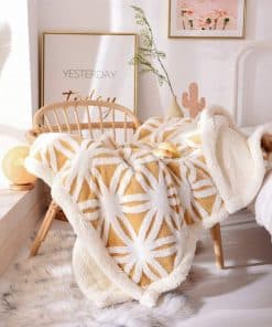 Manta de felpa sherpa amarilla UKELER - Manta suave y