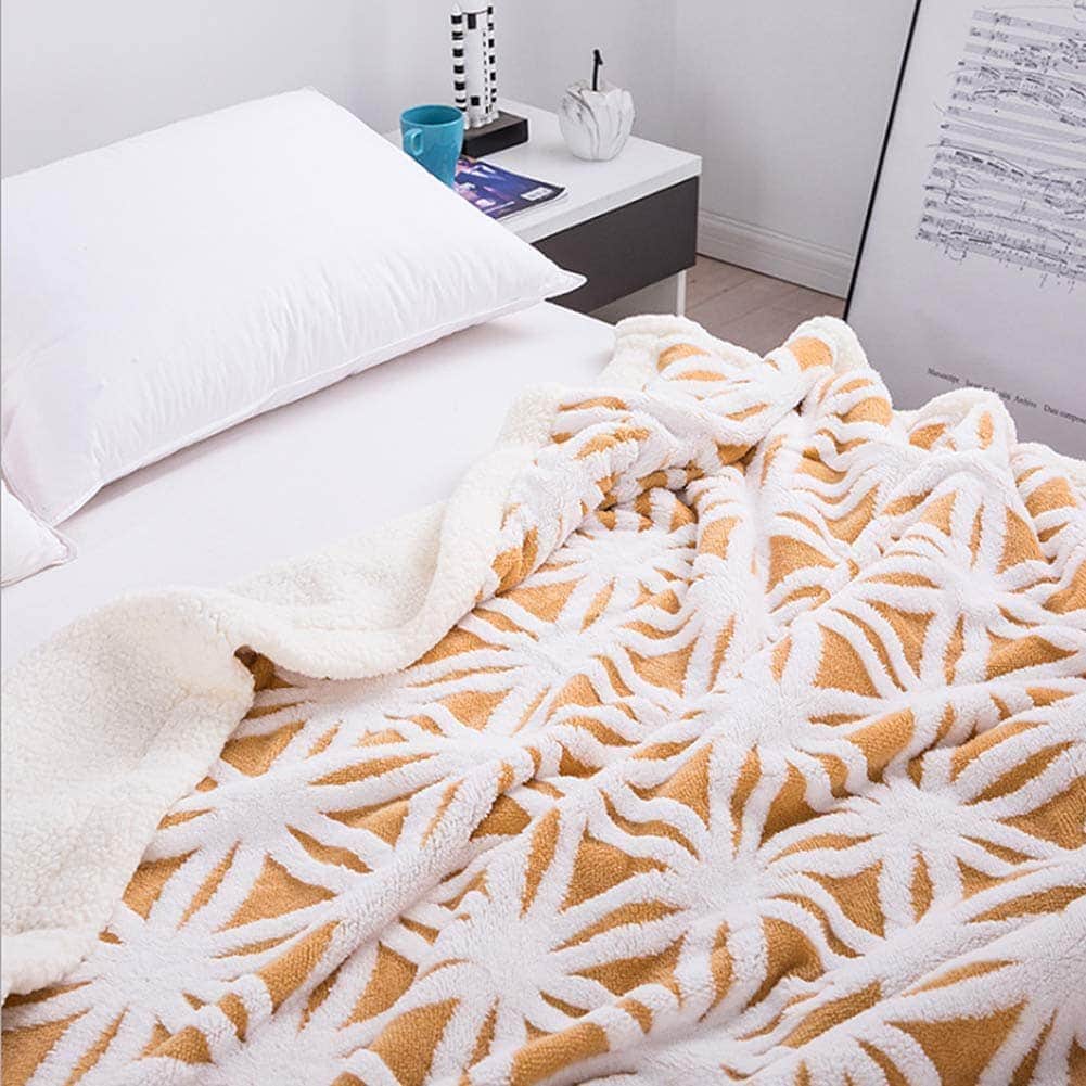 Manta de felpa sherpa amarilla UKELER - Manta suave y - Imagen 4