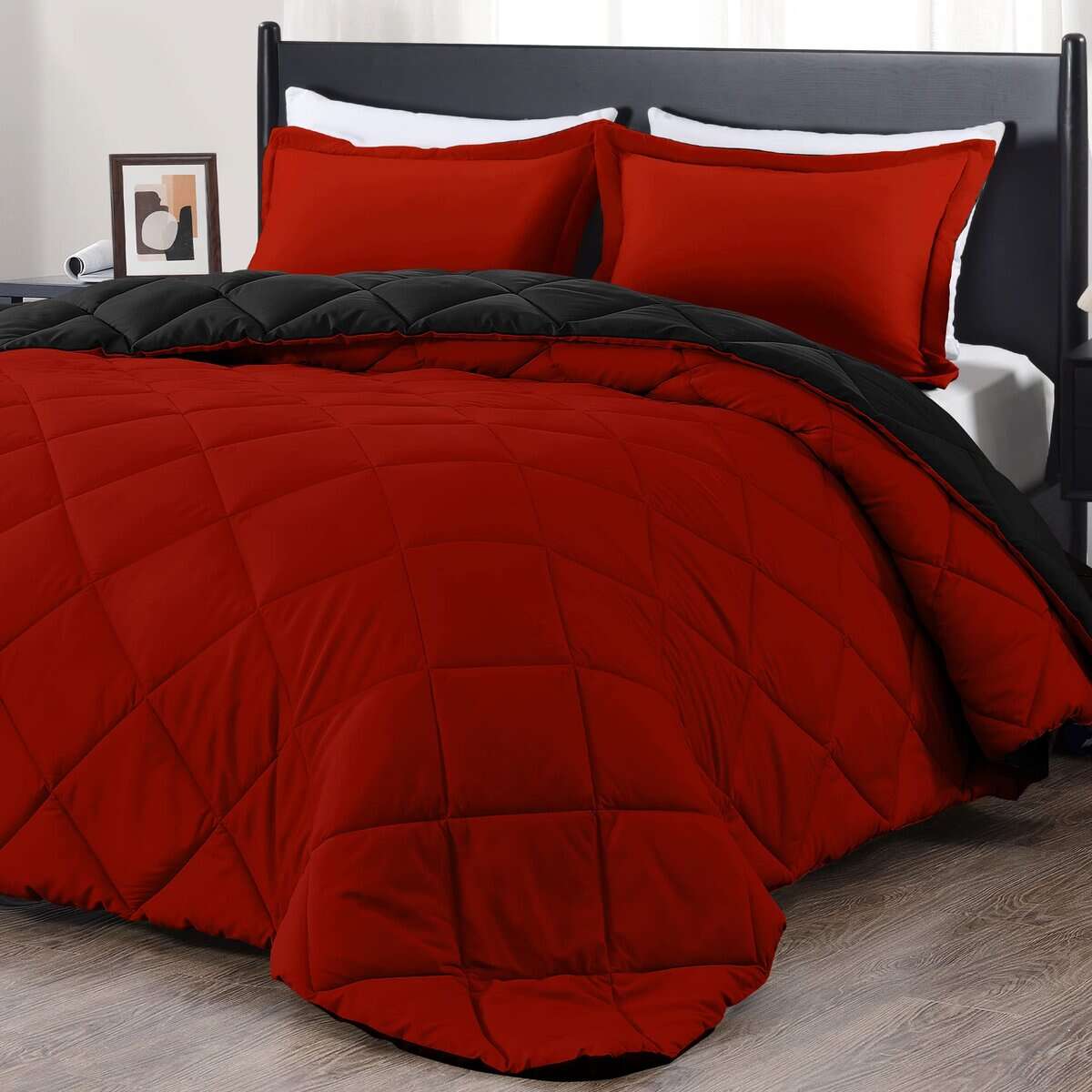 Juego de Edredón King Size downluxe - Edredón King Rojo y