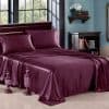 Juego de sábanas de satén de seda pura -Vino