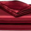 Juego de sábanas de seda satinada 100% -Borgoña