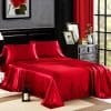 Juego de sábanas de satén de seda pura -Rojo sangre