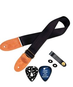 Correa de Guitarra Cheerhas con Extremos de -s (Negro)
