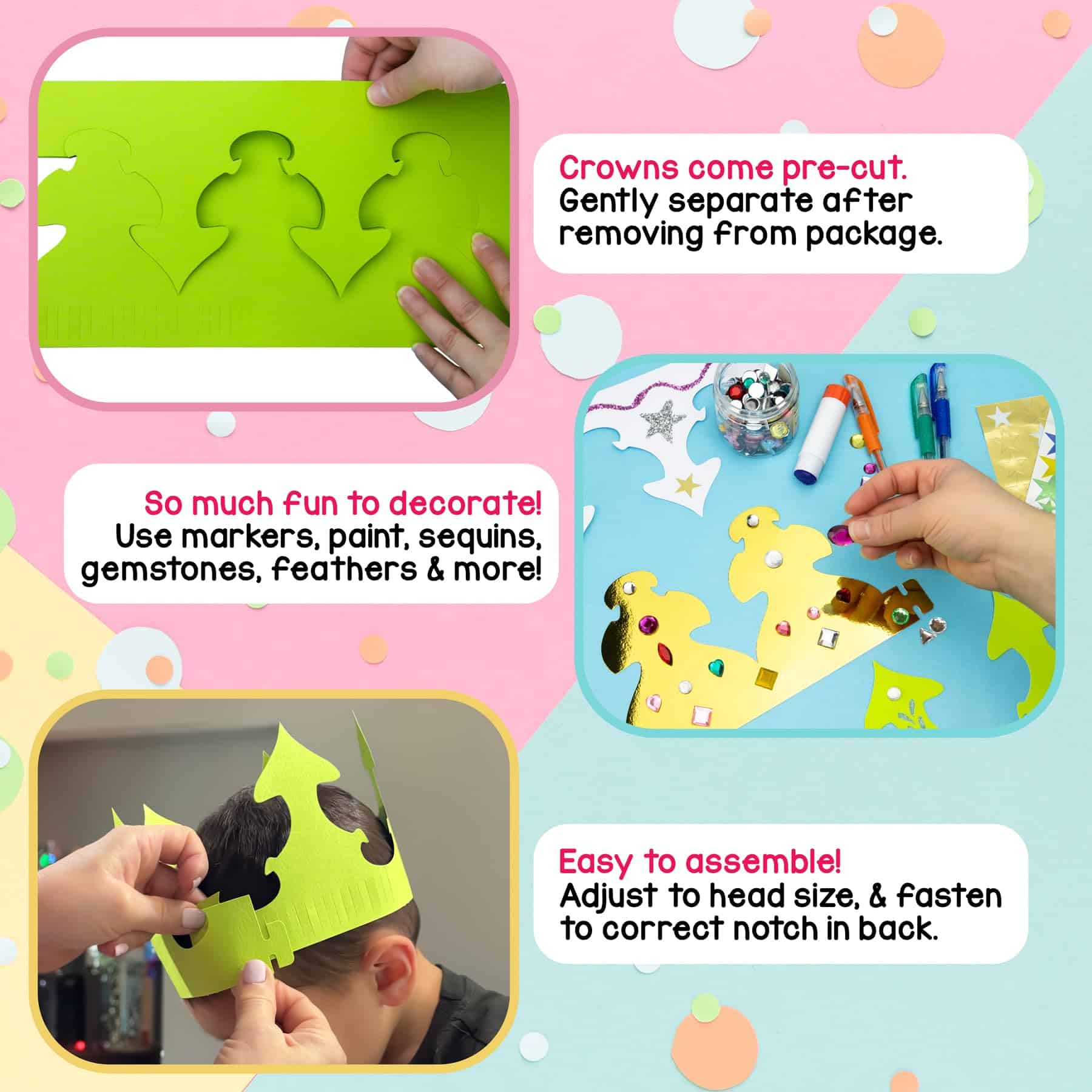 Coronas de Papel Blanco Hygloss Personalizables-Duraderas - Imagen 4