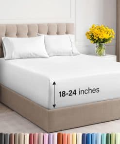 Juego de sábanas extra profundas para cama -Blanco