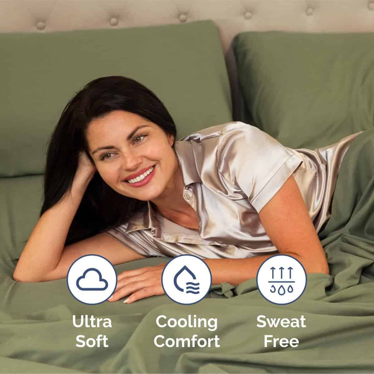 Juego de sábanas extra profundas para cama -Verde Salvia - Imagen 6