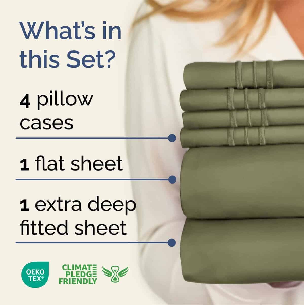 Juego de sábanas extra profundas para cama -Verde Salvia - Imagen 3
