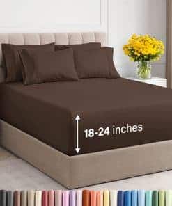 Juego de Sábanas Extra Profundas para Cama -Marrón