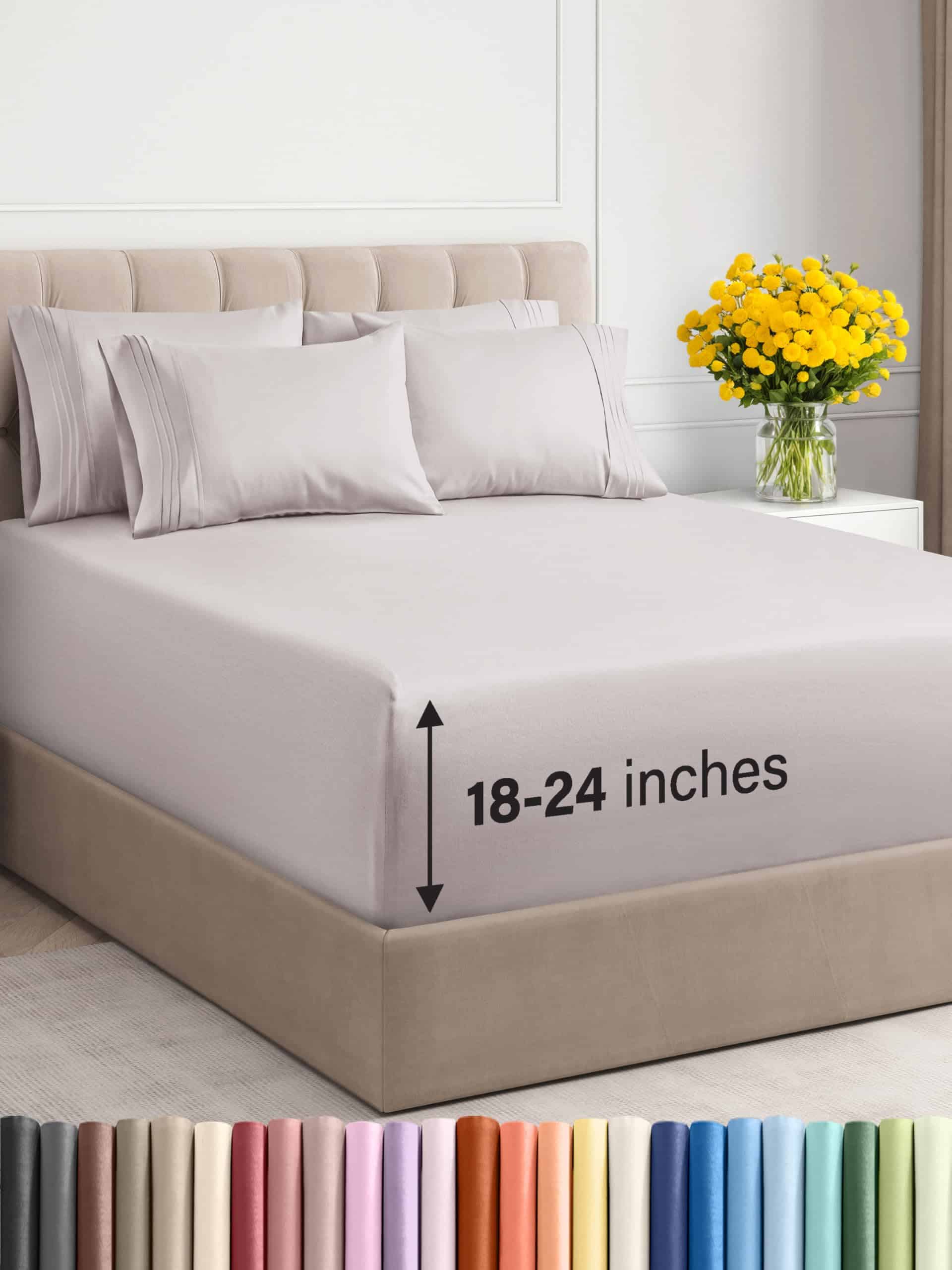 Juego de sábanas extra profundo - 6 -Gris Claro