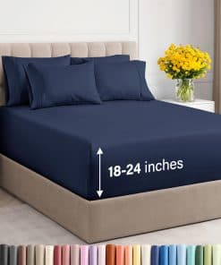 Juego de Sábanas Extra Profundas Cal -Azul Marino
