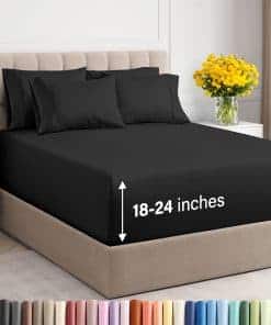 Juego de sábanas extra profundo para cama -Negro