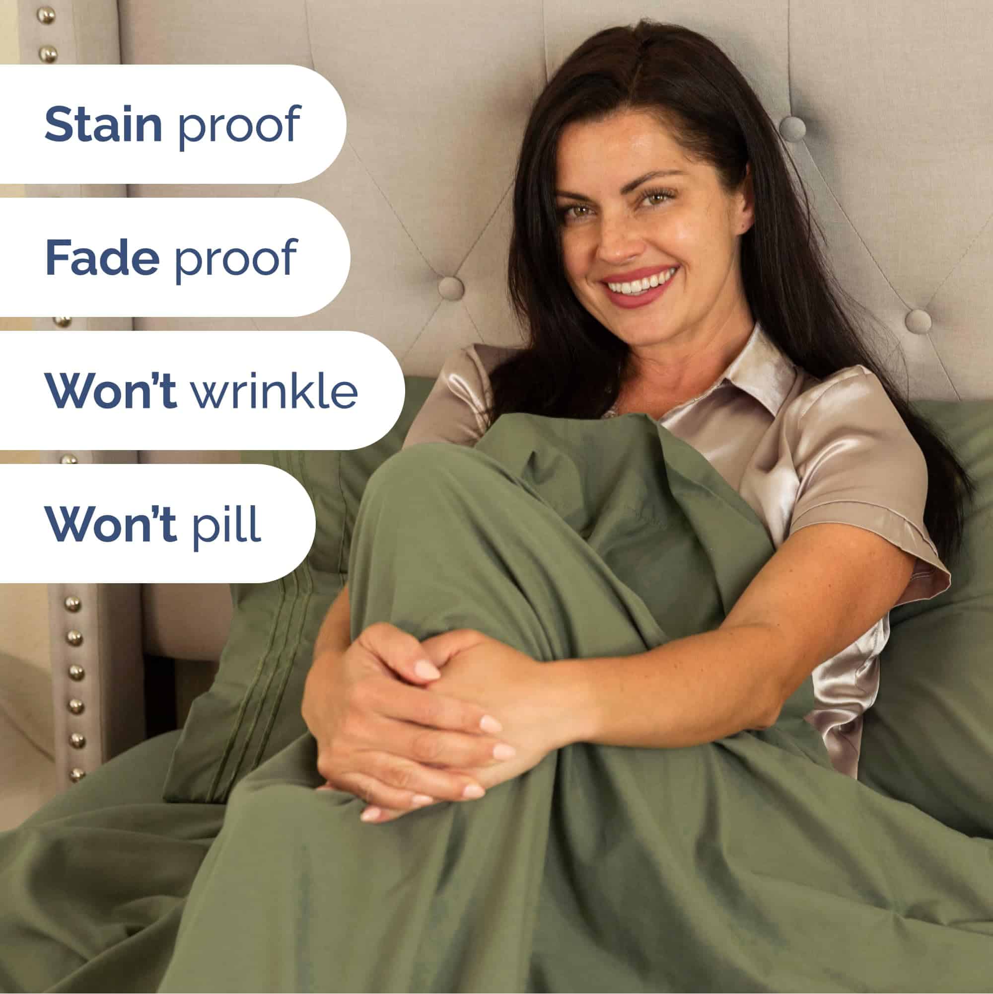 Juego de sábanas extra profundas para cama -Verde salvia - Imagen 5